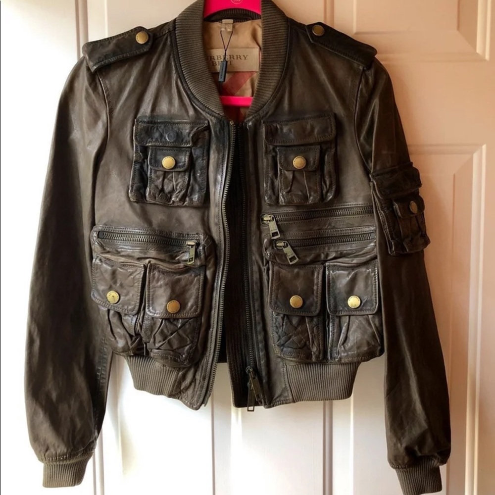 New with Tags Burberry Brit Leather Bomber Jacket